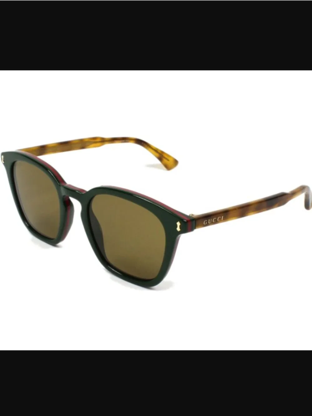 Gucci GG-0125-S Green & Tortoiseshell Square Sunglasses with Case